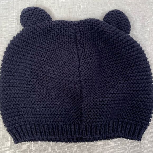 Navy Blue Knit Kids Beanie with Ears - Picture 3 of 5